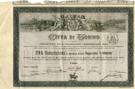 4% Città di Torino - Prestito di L. 10.000.000 - Emissione 1914 