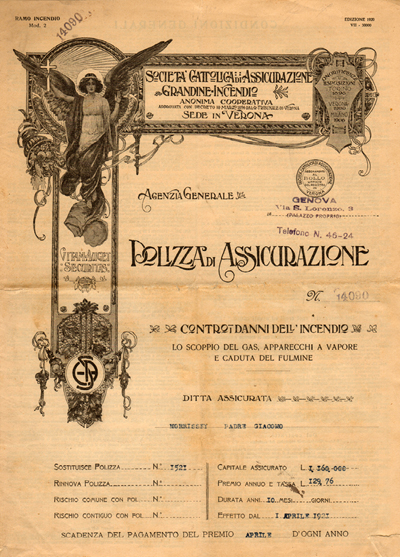 Società Cattolica di Assicurazione - Grandine - Incendio Società Cattolica di Assicurazione - Grandine - Incendio