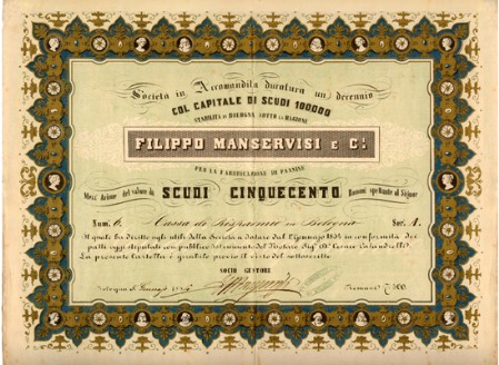 Filippo Manservisi e C.i per la Fabbricazione di Pannine Società in Accomandita duratura un decennio Filippo Manservisi e C.i per la Fabbricazione di Pannine Società in Accomandita duratura un decennio