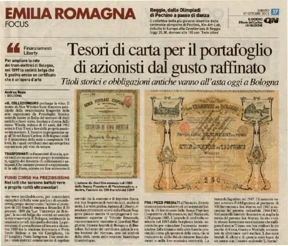 Articolo sul Resto del Carlino Articolo sul Resto del Carlino