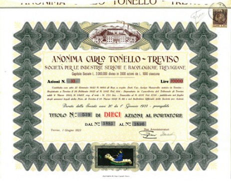 Anonima Carlo Tonello – Treviso - Società per le Industrie Anonima Carlo Tonello – Treviso - Società per le Industrie