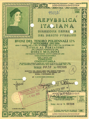 Repubblica Italiana BTP Raffaello Repubblica Italiana BTP Raffaello