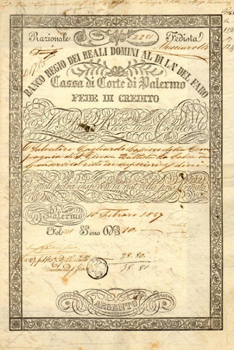Banco Regio dei Reali Domini al di là del Faro Banco Regio dei Reali Domini al di là del Faro
