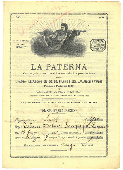 La Paterna - Compagnia Anonima d'Assicurazioni a Premio fisso contro l' Incendio, l' Esplosione del Gaz, del Fulmine e degli Apparecchi a Vapore La Paterna - Compagnia Anonima d'Assicurazioni a Premio fisso contro l' Incendio, l' Esplosione del Gaz, del Fulmine e degli Apparecchi a Vapore