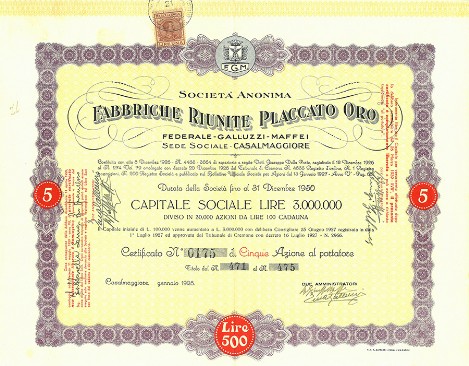 Fabbriche Riunite Placcato Oro Fabbriche Riunite Placcato Oro