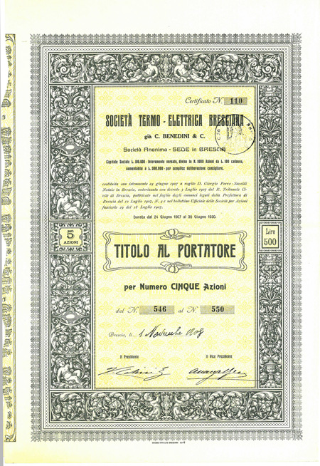 Società Termo-Elettrica Bresciana già C. Benedini & C. Società Termo-Elettrica Bresciana già C. Benedini & C.