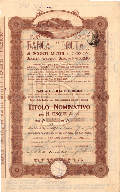 Banca “Ercta” di Sconti Mutui e Cessioni 