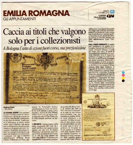 Articolo "Caccia ai Titoli che valgono solo pèer i collezionisti" Articolo "Caccia ai Titoli che valgono solo pèer i collezionisti"
