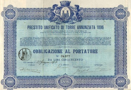 5% Prestito Unificato di Torre Annunziata 1896